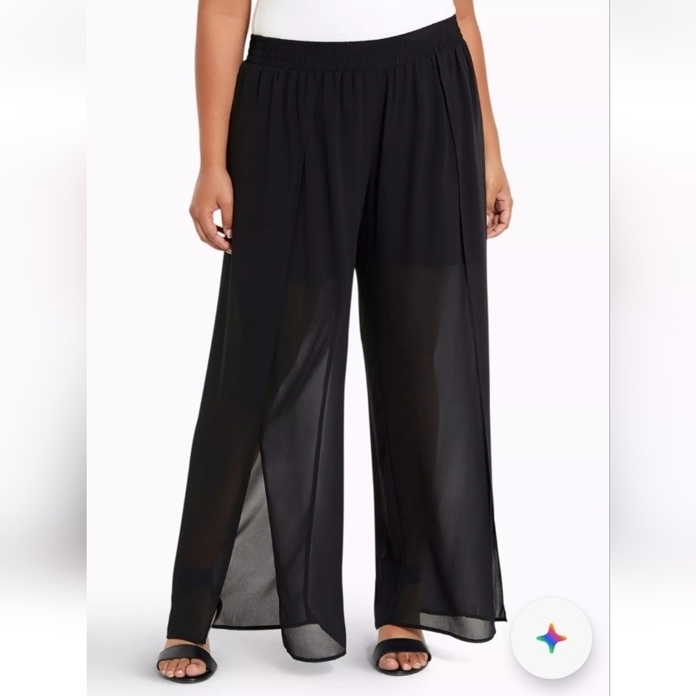 Torrid Chiffon Side Slit Beach Pant 2x wide leg undershorts